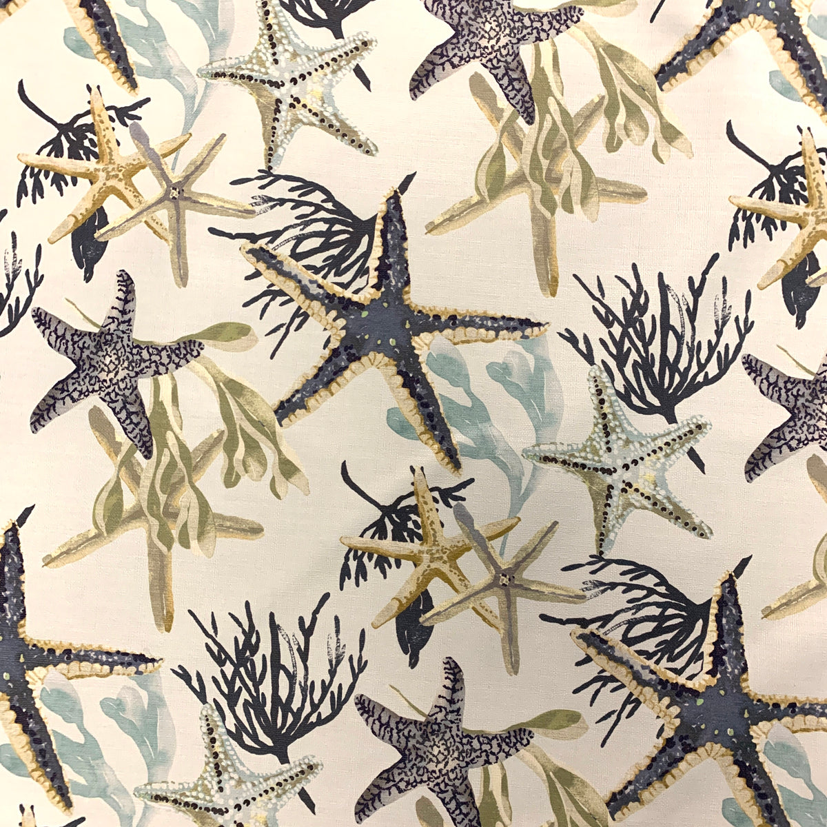 jejeloiu Beach Shell Upholstery Fabric by The Yard, Ocean Nautical Starfish  Reupholstery Fabric for Chairs, Marine Sealife Blue Sea Decorative