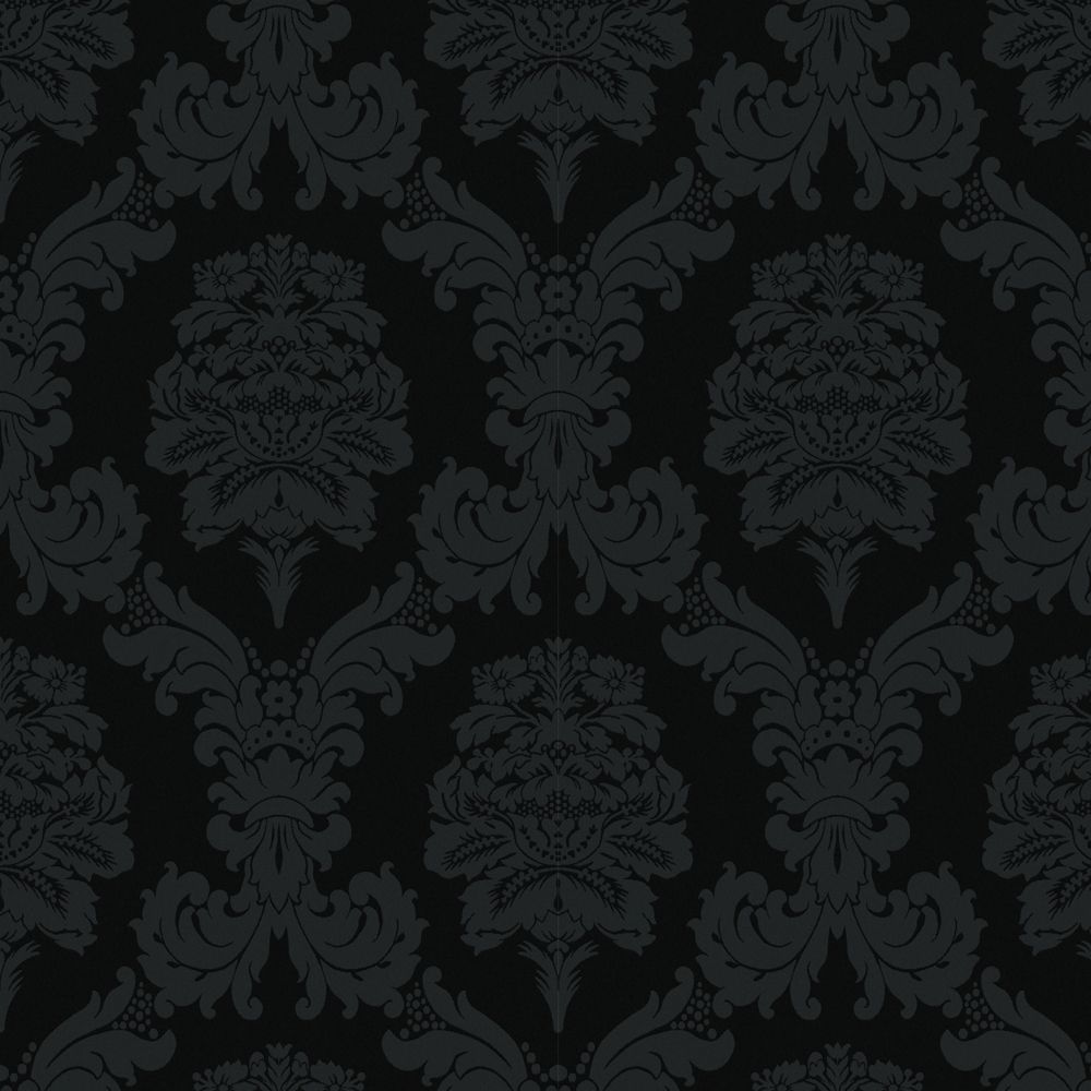 DAMASK BLACK Upholstery and Drapery Traditional Design
