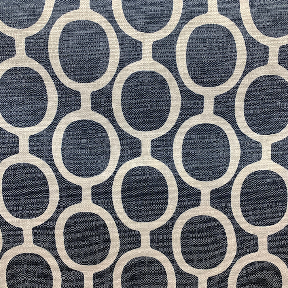 OVALS BLUE Upholstery and Drapery Geometric Design