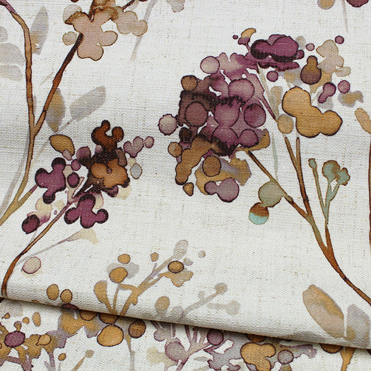 PLEA ORCHID Upholstery and Drapery Slub Floral Printed Design