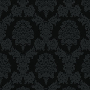 DAMASK BLACK Upholstery and Drapery Traditional Design