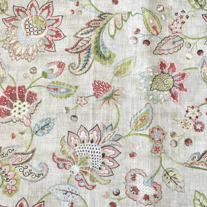 GLENN JACOBEAN LINEN Upholstery and Drapery Slub Printed Design