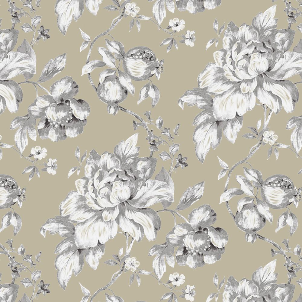 FLORET GRAY Traditional Floral Upholstery and Drapery Design