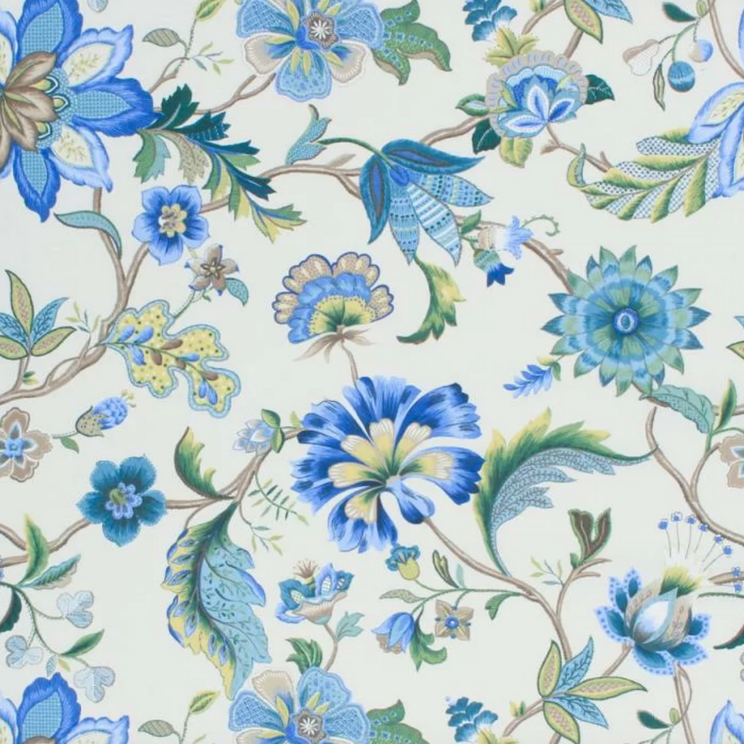 JACOBEAN BLUE Upholstery and Drapery Floral Design