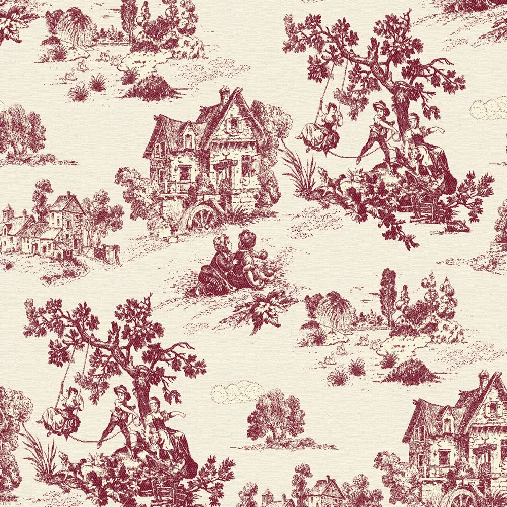 MONACO RED Upholstery and Drapery Toile Design