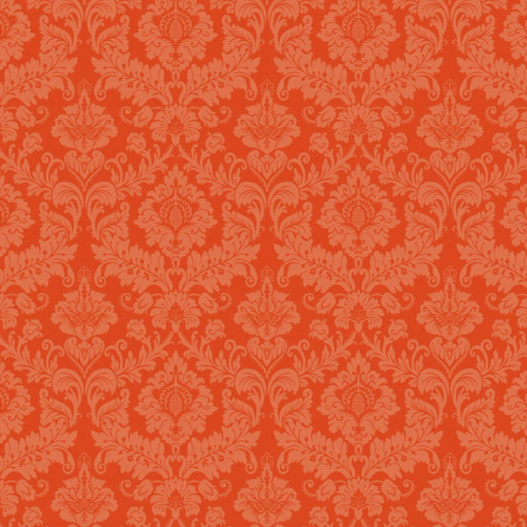 FLORENCIA ORANGE Traditional Damask Upholstery and Drapery Design