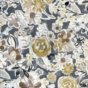 UMBRO CHARCOAL Upholstery and Drapery Floral Slub Printed Design