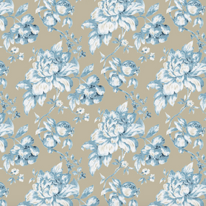 FLORET BLUE Traditional Floral Upholstery and Drapery Design