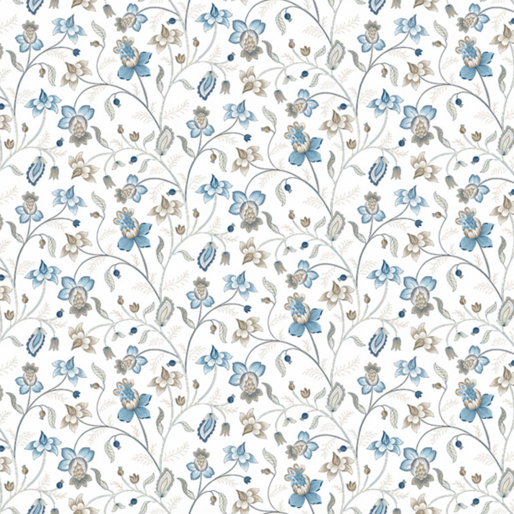 LORENA BLUE Upholstery and Drapery Floral Design